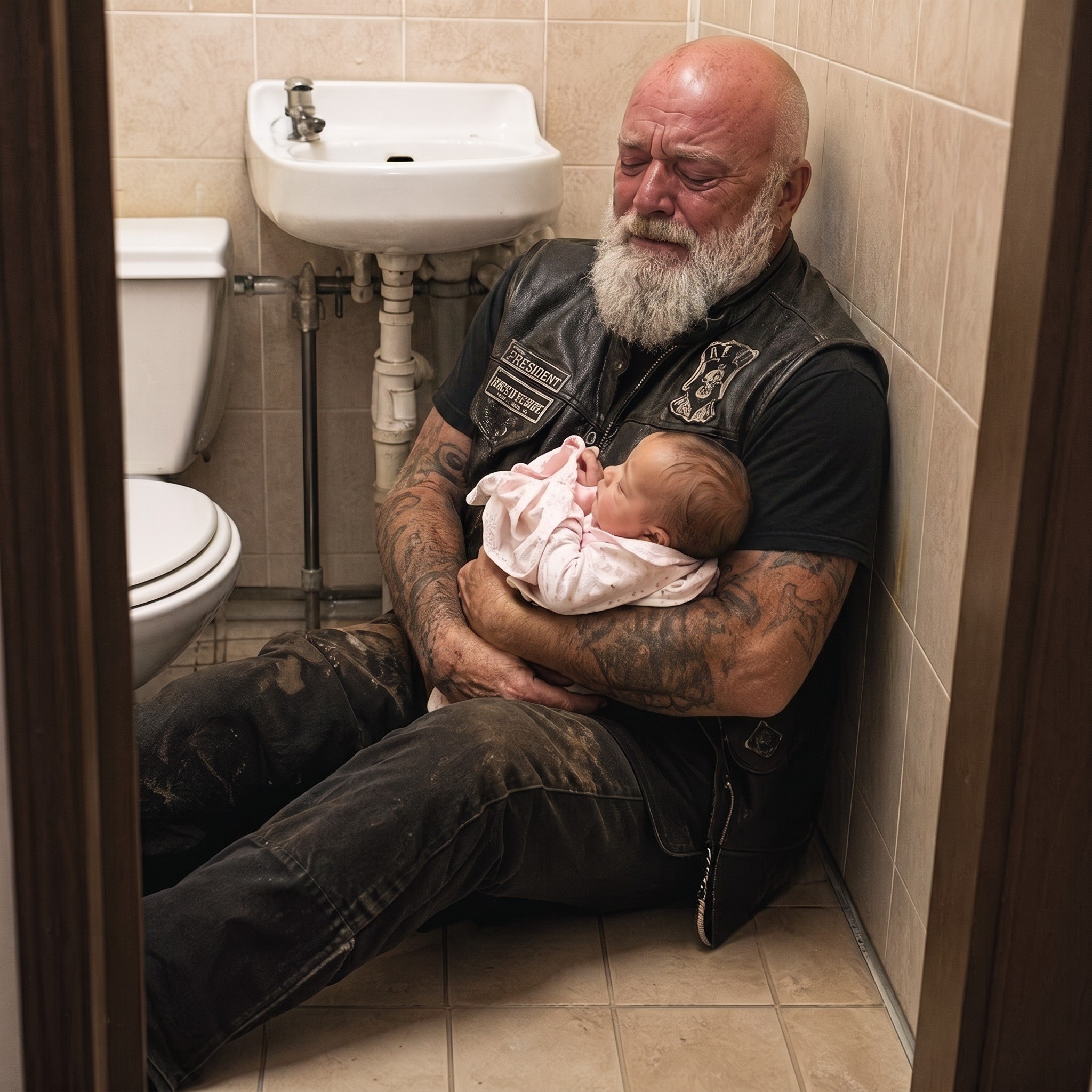 Biker Discovers Secret Bundle in Gas Station Bathroom and Makes Life Changing Decision at 3 AM