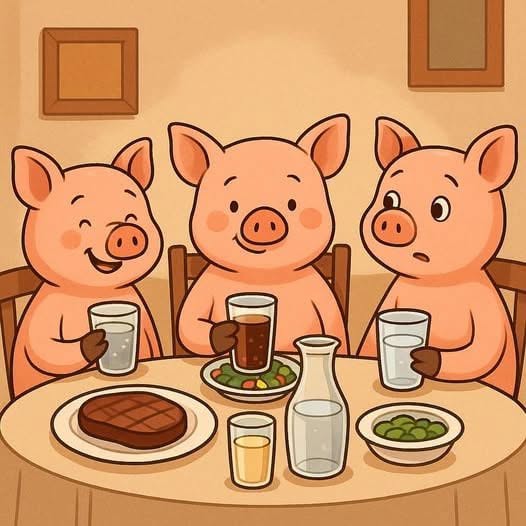Three Little Pigs went out to dinner one night