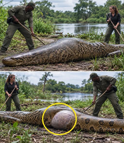 Park Rangers Rescue a Large Anaconda After an Unexpected Discovery