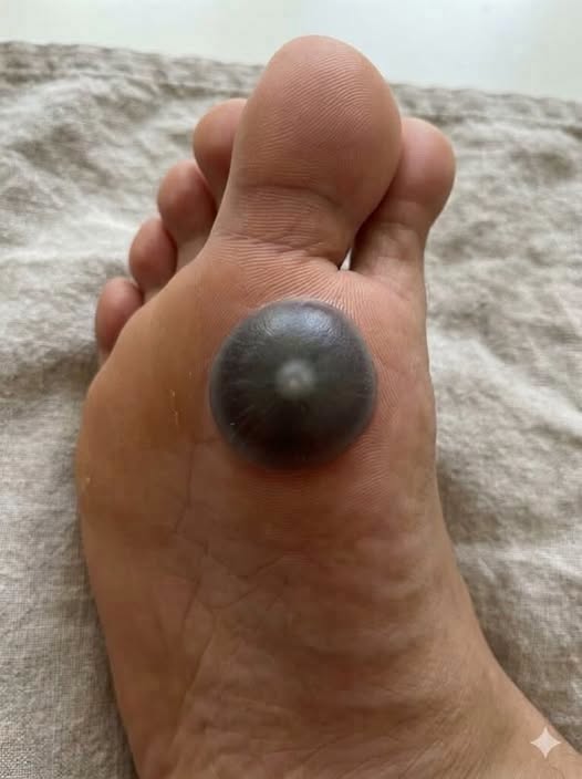 My daughter woke up with this huge spot on her foot I don’t know what it could be. She’s been in pain and can’t move her foot what is this..
