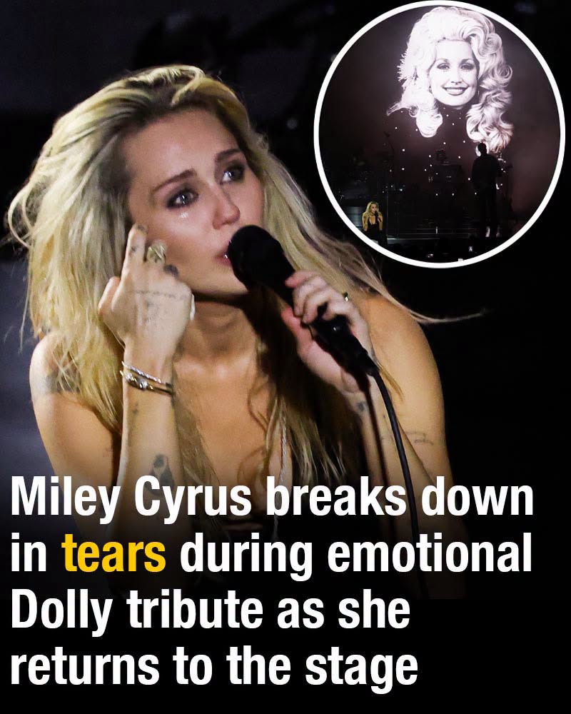 Miley Cyrus claims Dolly ‘speaks’ to her from the ‘other side’ as she breaks down in tears on stage